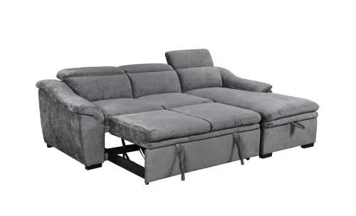 Colțar Extensibil Harmony KF7489 cu Ladă Depozitare, Șezlong Dreapta, Gri Închis