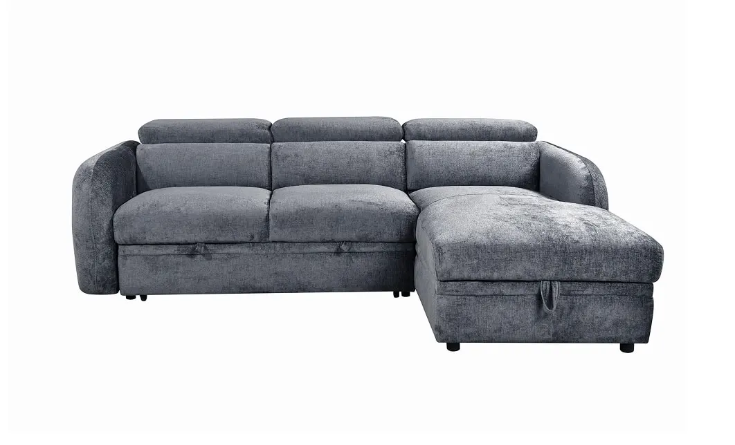 Colțar Extensibil Harmony KF7908 cu Ladă Depozitare, Șezlong Dreapta, Gri Închis 1