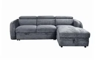 Colțar Extensibil Harmony KF7908 cu Ladă Depozitare, Șezlong Dreapta, Gri Închis
