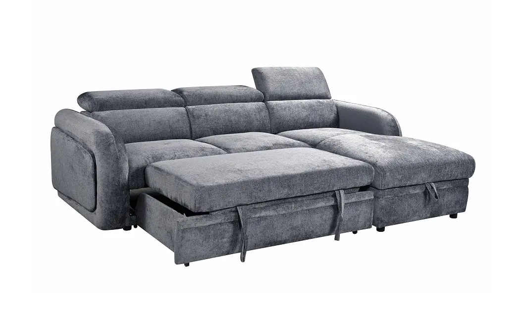 Colțar Extensibil Harmony KF7908 cu Ladă Depozitare, Șezlong Dreapta, Gri Închis 3