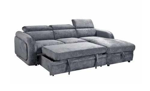 Colțar Extensibil Harmony KF7908 cu Ladă Depozitare, Șezlong Dreapta, Gri Închis