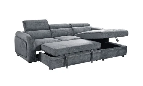 Colțar Extensibil Harmony KF7908 cu Ladă Depozitare, Șezlong Dreapta, Gri Închis