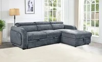 Colțar Extensibil Harmony KF7908 cu Ladă Depozitare, Șezlong Dreapta, Gri Închis