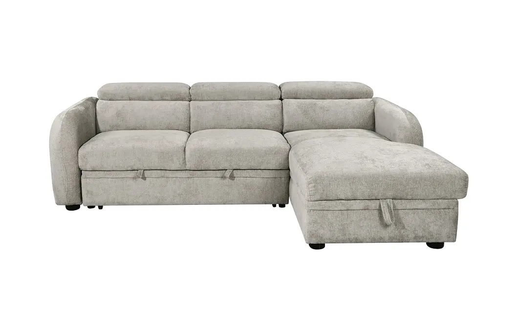 Colțar Extensibil Harmony KF7908 cu Ladă Depozitare, Șezlong Dreapta, Gri Deschis 1