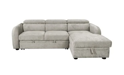 Colțar Extensibil Harmony KF7908 cu Ladă Depozitare, Șezlong Dreapta, Gri Deschis