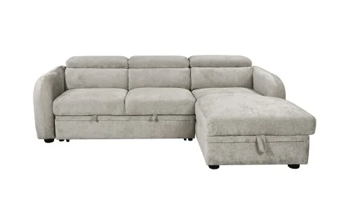 Colțar Extensibil Harmony KF7908 cu Ladă Depozitare, Șezlong Dreapta, Gri Deschis