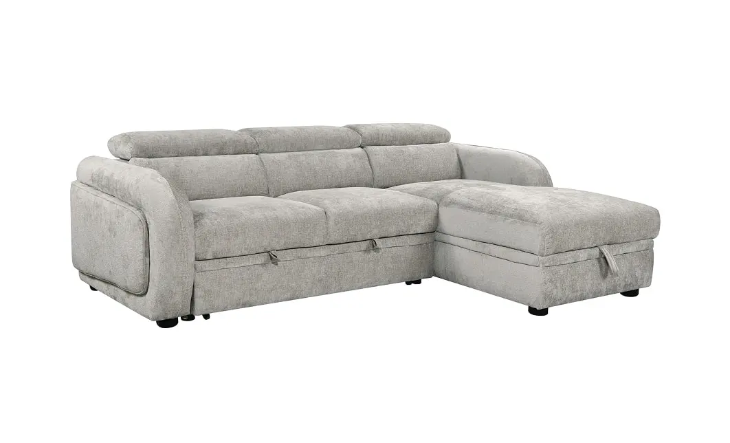 Colțar Extensibil Harmony KF7908 cu Ladă Depozitare, Șezlong Dreapta, Gri Deschis 2