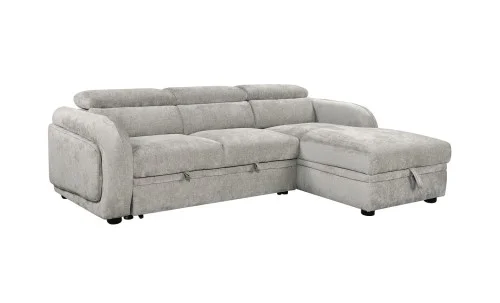 Colțar Extensibil Harmony KF7908 cu Ladă Depozitare, Șezlong Dreapta, Gri Deschis