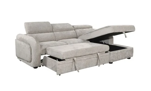 Colțar Extensibil Harmony KF7908 cu Ladă Depozitare, Șezlong Dreapta, Gri Deschis