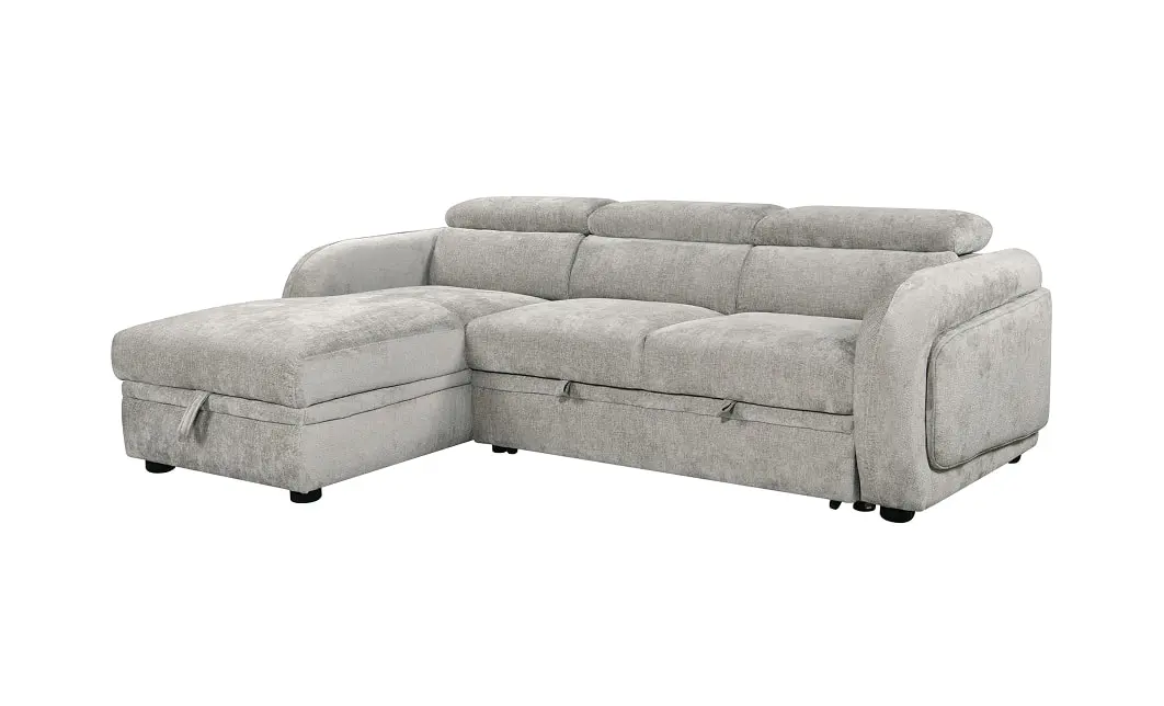 Colțar Extensibil Harmony KF7908 cu Ladă Depozitare, Șezlong Stânga, Gri Deschis 2
