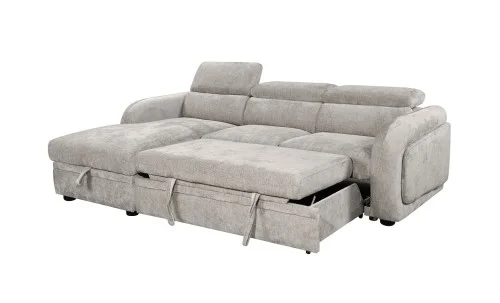 Colțar Extensibil Harmony KF7908 cu Ladă Depozitare, Șezlong Stânga, Gri Deschis
