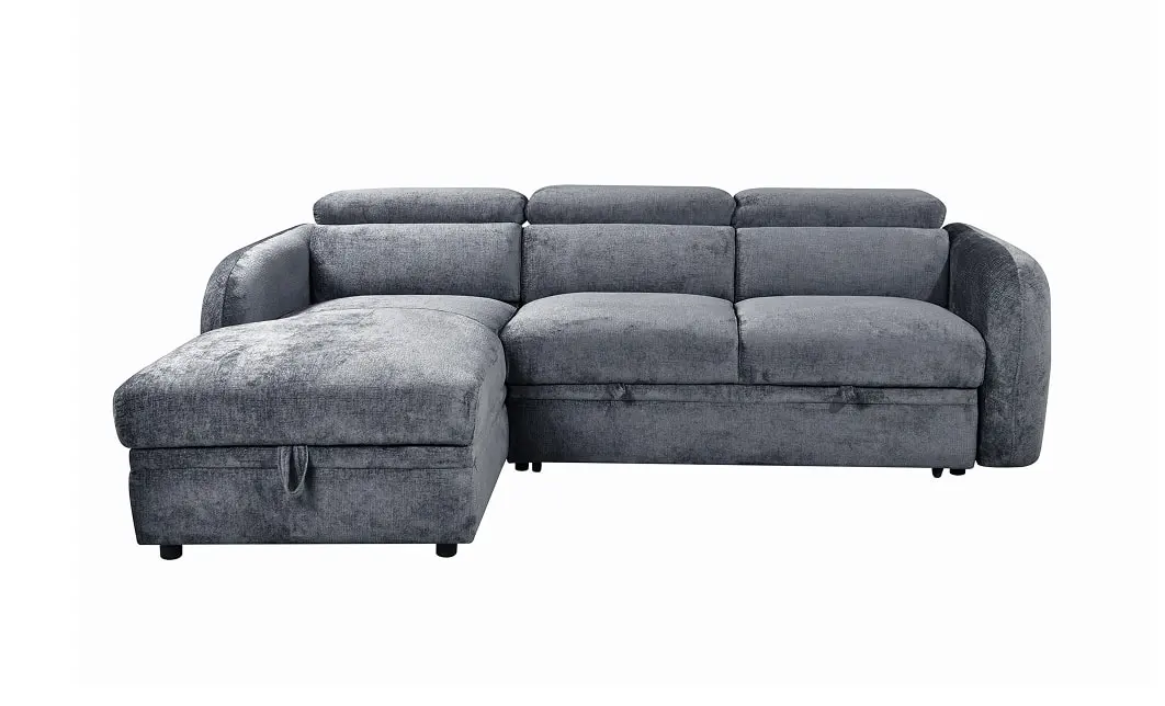 Colțar Extensibil Harmony KF7908 cu Ladă Depozitare, Șezlong Stânga, Gri Închis 1