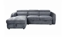 Colțar Extensibil Harmony KF7908 cu Ladă Depozitare, Șezlong Stânga, Gri Închis