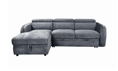 Colțar Extensibil Harmony KF7908 cu Ladă Depozitare, Șezlong Stânga, Gri Închis