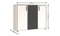 Comodă Prime KOM2D1W cu 2 Uși, Cashmir / Negru