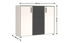 Comodă Prime KOM2D1W cu 2 Uși, Cashmir / Negru