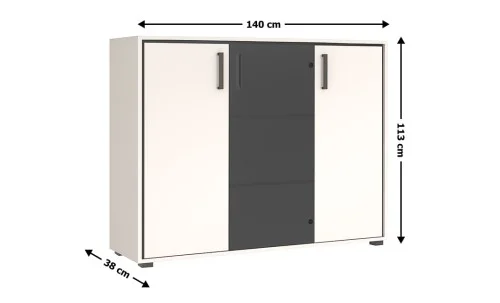 Comodă Prime KOM2D1W cu 2 Uși, Cashmir / Negru