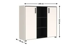 Comodă Prime KOM2DO cu 2 Uși, Cashmir / Negru