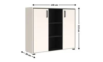 Comodă Prime KOM2DO cu 2 Uși, Cashmir / Negru