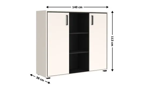Comodă Prime KOM2DO cu 2 Uși, Cashmir / Negru