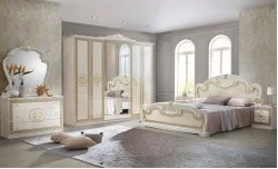 Dormitor Clasic Paloma Beige cu Dulap 6 Uși