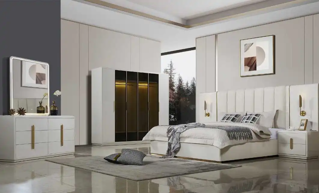 Dormitor Modern 355 Florence Gold 6 A Dulap cu 6 uși 