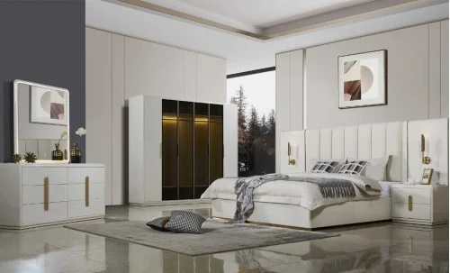 Dormitor Modern 355 Florence Gold 6 A Dulap cu 6 uși 