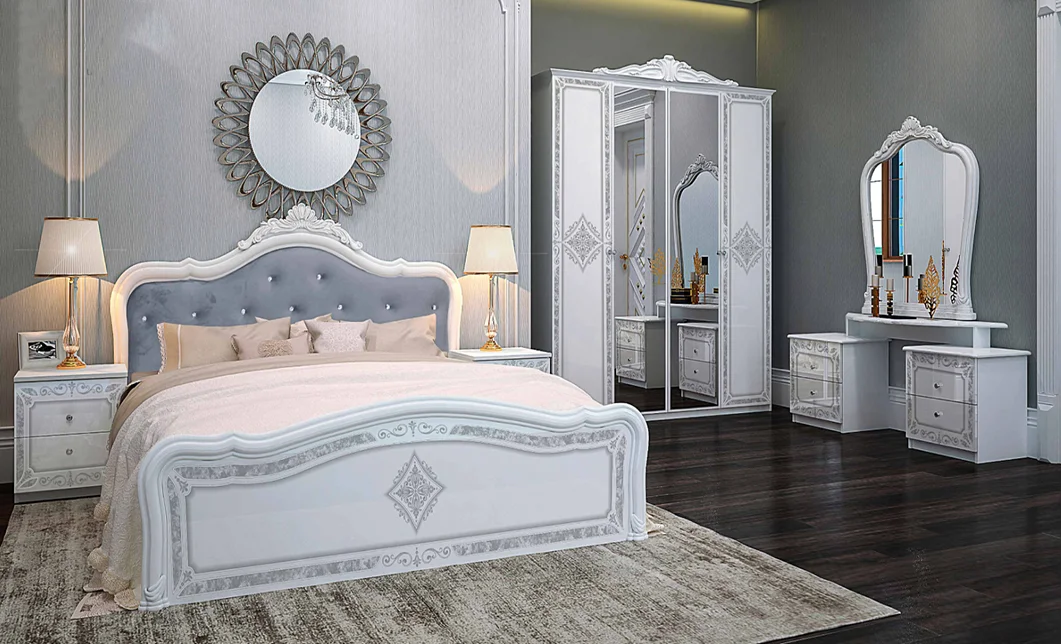 Dormitor Clasic Luize White cu Dulap 4 Uși 2