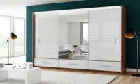 Dulap Amsterdam Usi Glisante Alb cu Oglinda 250 