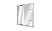 Dulap Brandon Usi Glisante Alb cu Oglinda 203 cm