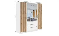 Dulap Bali Lux 4 Usi D4 Alb cu Riflaj si Oglinda