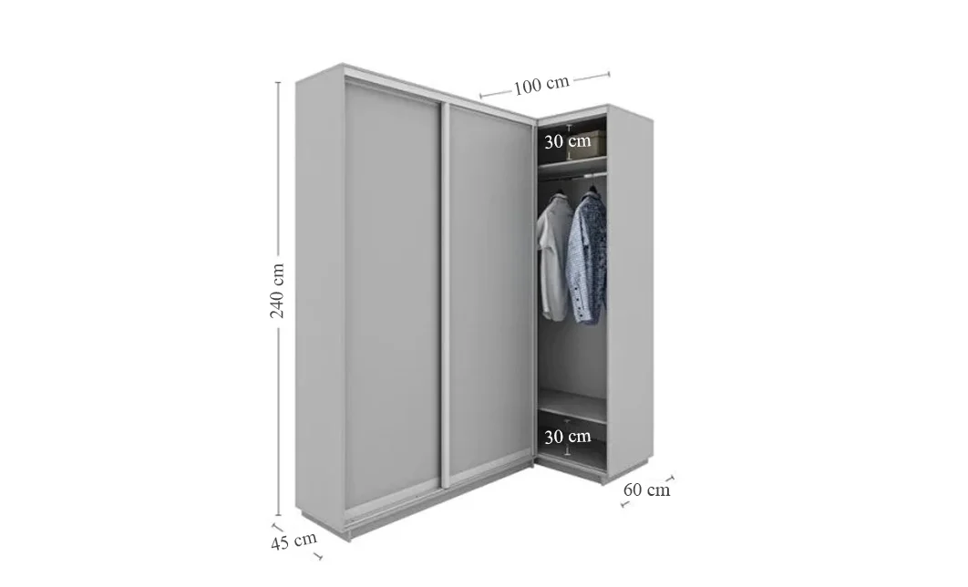 Dulap de Colt Personalizat cu Oglindă, 100 x 240 x 60 1