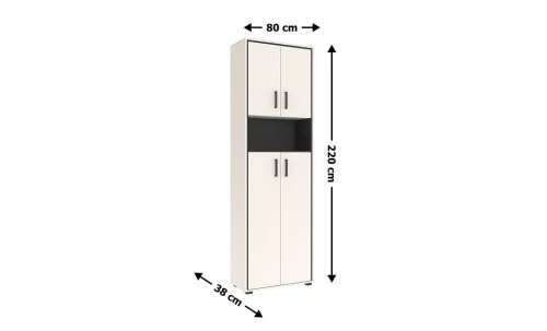 Dulap Prime REG4D cu 4 Uși, Cashmir / Negru