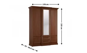 Dulap Dormitor Sonata 3D2S cu 2 Sertare și 3 Uși, Nuc / Maro