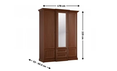 Dulap Dormitor Sonata 3D2S cu 2 Sertare și 3 Uși, Nuc / Maro