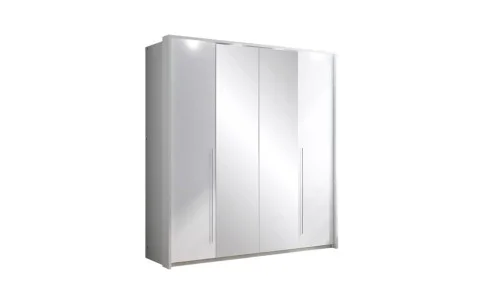 Dulap Brema Alb 210 cu Uși Pliante și Oglindă