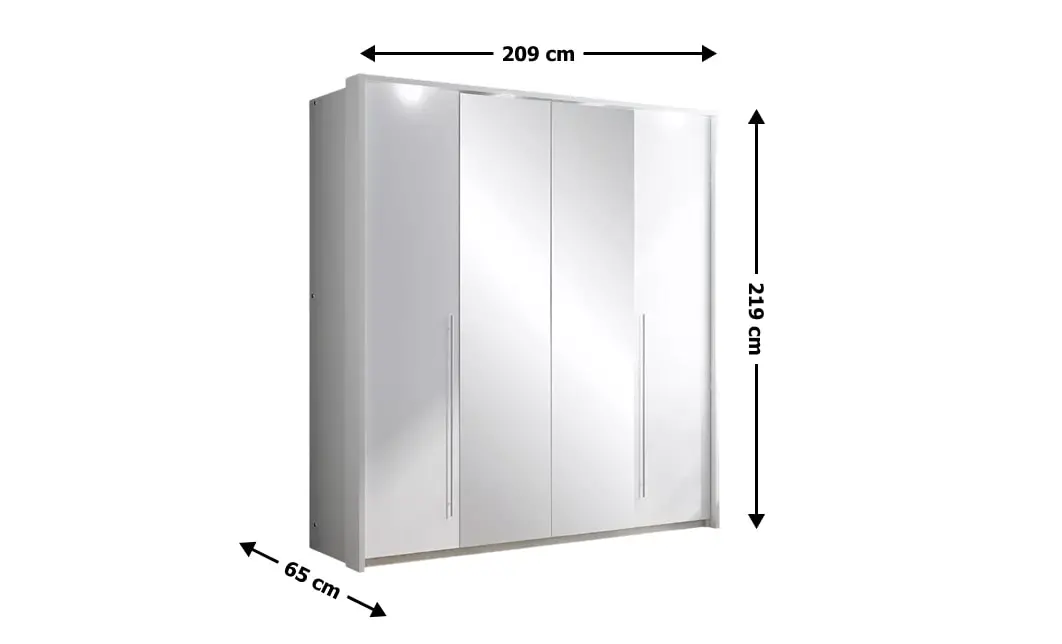 Dulap Brema Alb 210 cu Uși Pliante și Oglindă 1