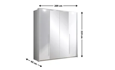 Dulap Brema Alb 210 cu Uși Pliante și Oglindă