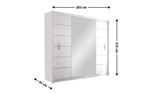 Dulap Lizbona 2 Usi Glisante Alb cu Oglinda 203 