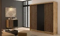 Dulap London 250 Negru Uși Glisante cu Riflaj 4