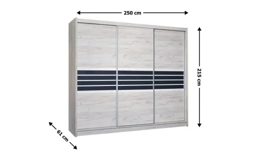 Dulap Turyn Craft / Grafit DAB 250 cu Uși Glisante