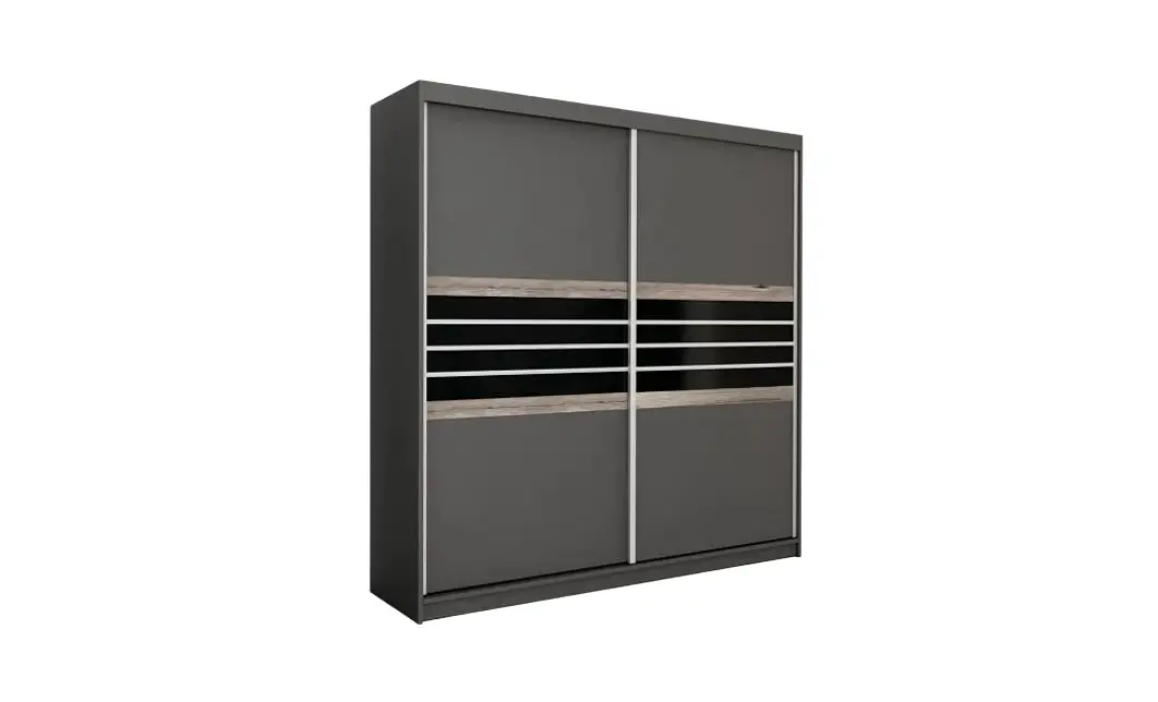 Dulap Turyn Lava / Negru 203 cu 2 Uși Glisante