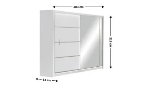 Dulap Vista Alb 203 Uși Glisante cu Oglindă