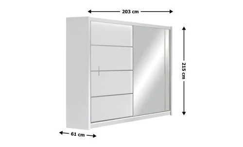Dulap Vista Alb 203 Uși Glisante cu Oglindă