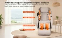 Fotoliu de Masaj A086 Bej, Compact 115 cm, Masaj 3D, Șină SL, Zero Gravity, Stretching, Încălzire 8