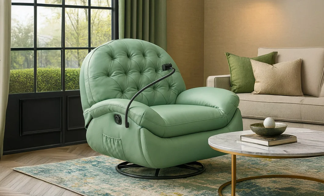 Fotoliul cu Recliner KJLC041 Verde, cu suport de telefon