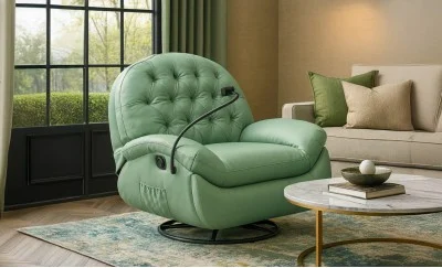 Fotoliul cu Recliner KJLC041 Verde, cu suport de telefon