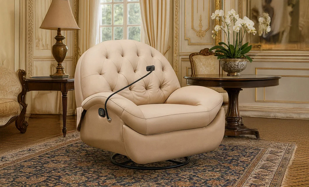 Fotoliul cu Recliner KJLC041 Bej, cu suport de telefon