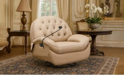 Fotoliul cu Recliner KJLC041 Bej, cu suport de telefon