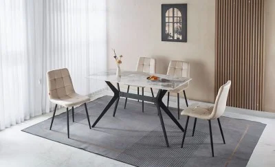 Set Masă Living cu 4 Scaune KJD6318 Bej